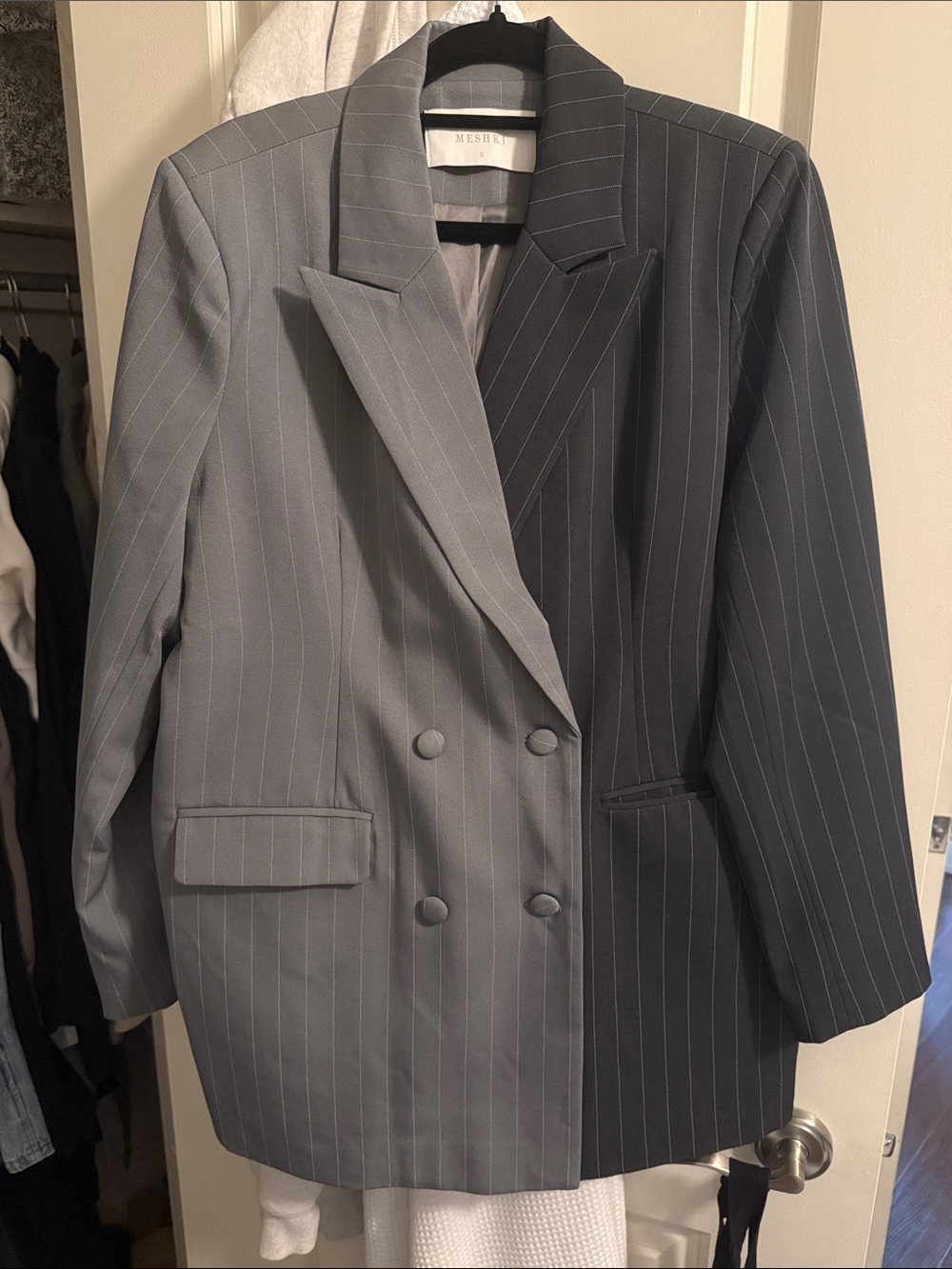 Meshki Madison Two Tone Oversized Blazer - Grey Two Tone